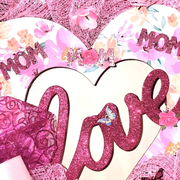 Mothers Day Wreath Deco Mesh Floral Burthday - Picture 3 of 5